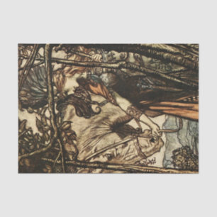 „Brunhilde führte ihr Pferd“ von Arthur Rackham Seidenpapier