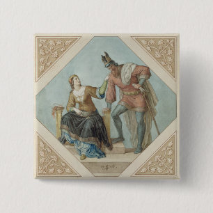 Brunhilde und Hagen, Illustration für 'das Niebelu Button