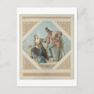 Brunhilde und Hagen, Illustration für "The Niebelu Postkarte