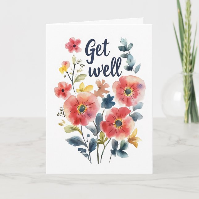 Brunnen Aquarellfarben-Blume Feiertagskarte (Vorderseite)