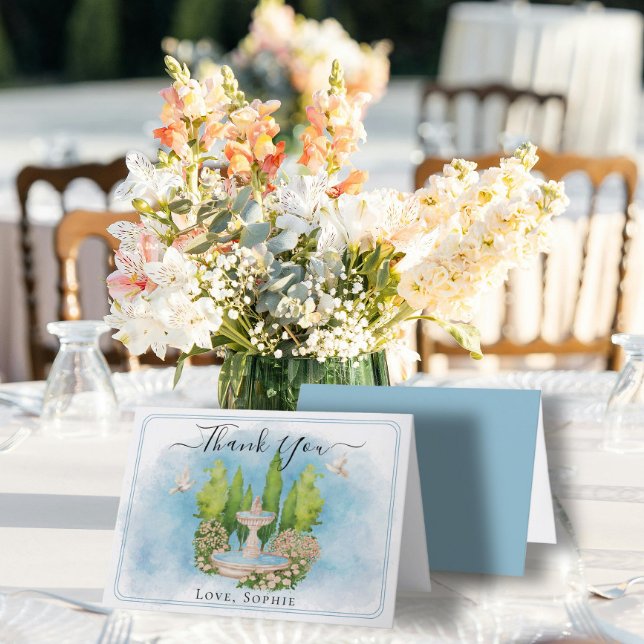Brunnen Blume tauben Hochzeit Danke Karte (Von Creator hochgeladen)