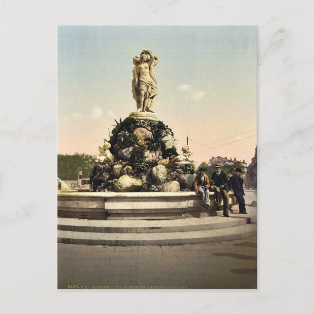 Brunnen der drei Graces, Montpelier, Frankreich / Postkarte (Vorderseite)