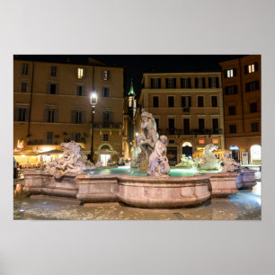 Brunnen des Neptun auf der Piazza Navona - Rom Poster