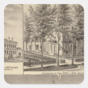 Brunnen-Frühlings-Haus u. gelegener Wohnsitz Quadratischer Aufkleber
