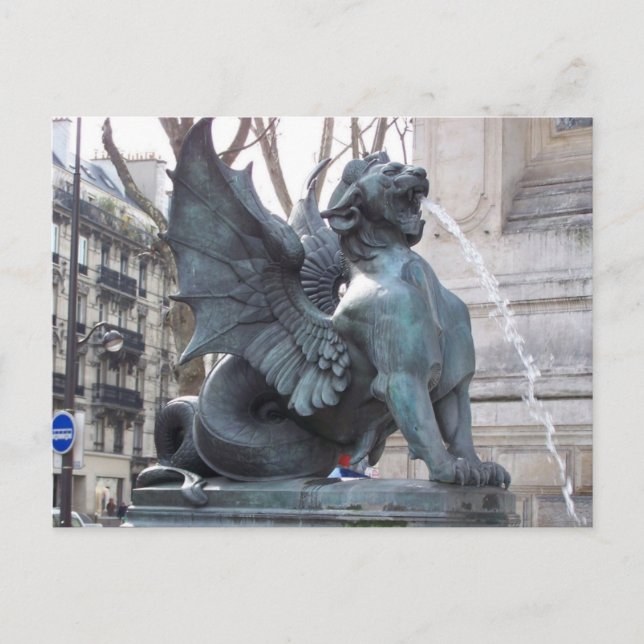 Brunnen in Paris bei Notre Dame Postkarte (Vorderseite)
