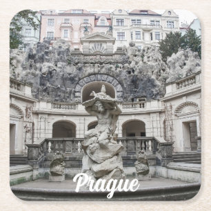 Brunnen mit Neptun-Statue in Prag Rechteckiger Pappuntersetzer