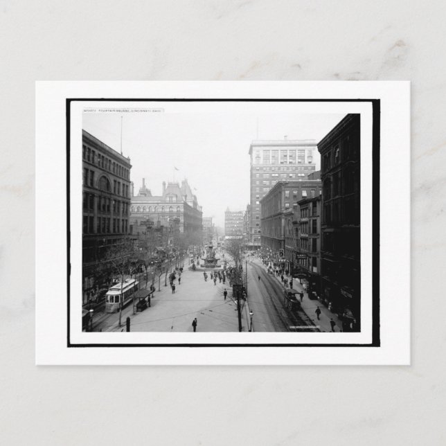Brunnen Platz, Cincinnati, Ohio Vintag Postkarte (Vorderseite)