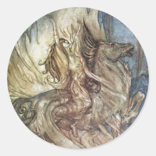 Brünnhilde und der Bestattungstest von Siegfried Runder Aufkleber