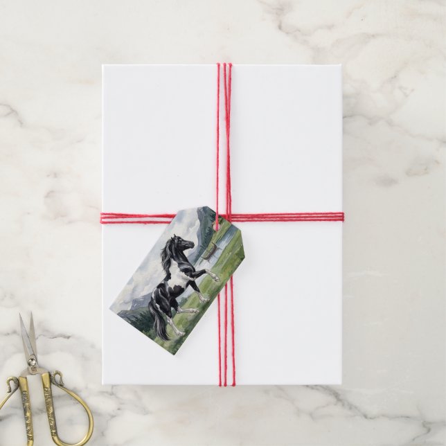 Brunskjottur Schwarzer Pinto Isländer Geschenkanhänger (Mit Garn)