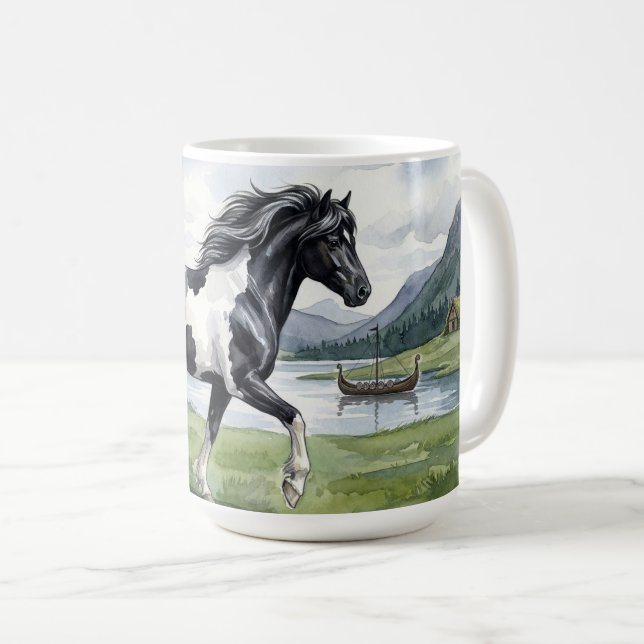 Brunskjottur Schwarzer Pinto Isländer Kaffeetasse (VorderseiteRechts)