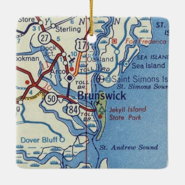 Brunswick GA Jekyll Island Keramikornament (Rückseite)