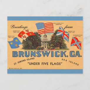 Brunswick Georgia alte Flaggen Postkarte