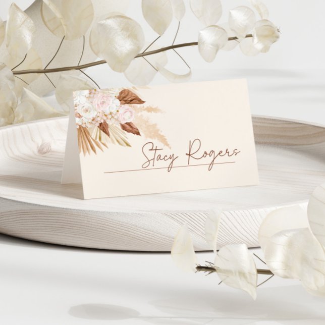 Brunt Umber Pampas Grass Wedding Platzkarte (Brunt Umber Pampas Grass Wedding Place Card)