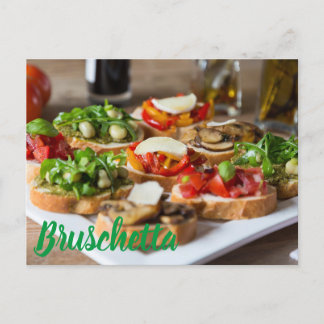 Bruschetta Antipasti mit Bohnen und Arugula, Feiertagspostkarte