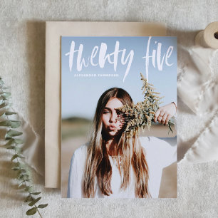 Brush blanc Typographie Graduation Invitation