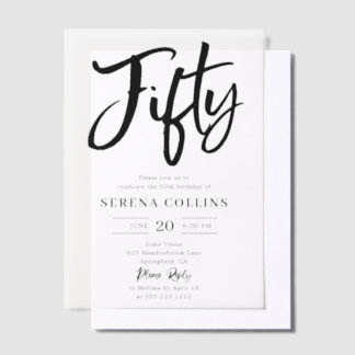 Brush Calligraphy 50 Birthday Vellum Einladungen