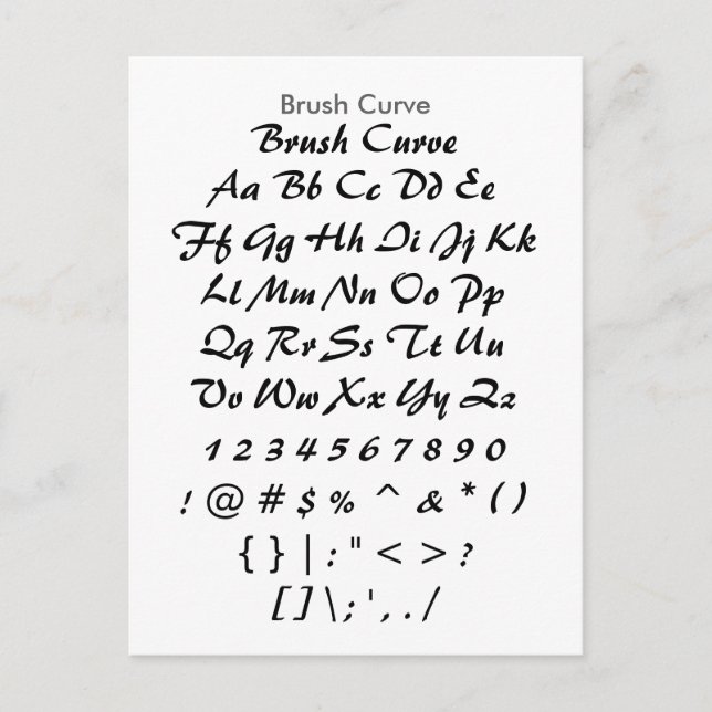 Brush Curve - Zazzle-Schriftart-Musterfolie Postkarte (Vorderseite)