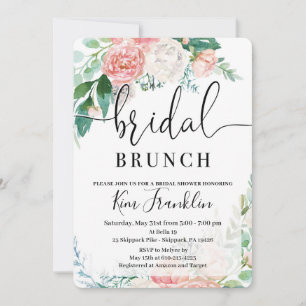Brush Floral Bridal Brunch Invitations de douche