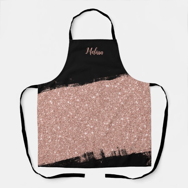 Brush Glitzer Rose Gold Personalisiert Schürze (Vorderseite)