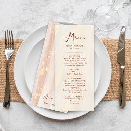 Brush Gold & Terracotta Script Monogram Wedding Menükarte