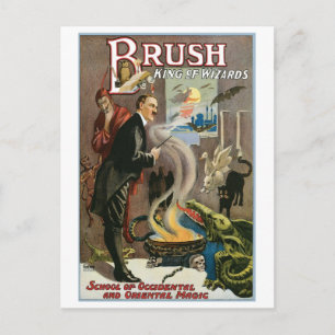 Brush ~ King of Wizards Vintag Magic Act Postkarte