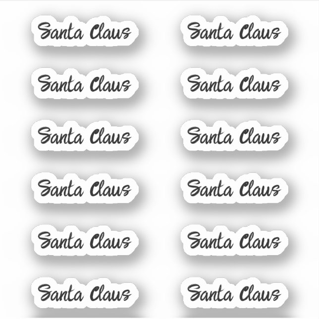 Brush Letter Kiss-Cut Santa Claus Unterschrift Aufkleber (Vorderseite)