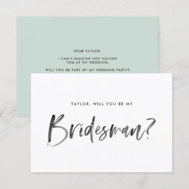 Brush Letter Mint wirst du mein Bridesman sein Einladung