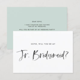 Brush Letter Mint wirst du meine Jr Bridesmaid sei Einladung