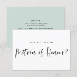 Brush Lettering Mint Be My Matron of Ehre Einladung