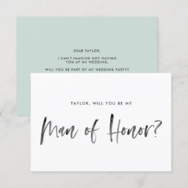 Brush Lettering Mint wirst du mein Ehrenmann sein Einladung
