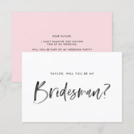 Brush Letting Pink wirst du mein Bridesman sein Einladung