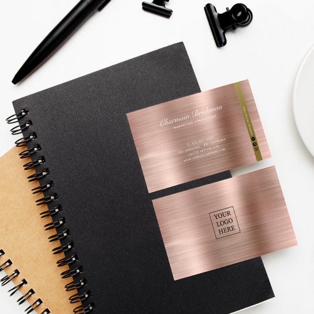 Brush Metallic Rose Gold Visitenkarte (Von Creator hochgeladen)