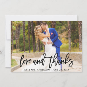 Brush moderne Script Love et Merci photo Mariage