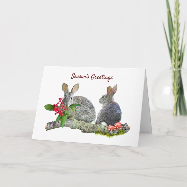 Brush Rabbits Saison's Greetings Card Karte (Vorderseite)