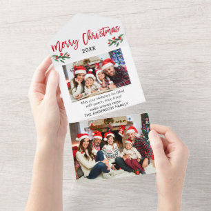 Brush Script 2 Foto Rot Alles in einer Weihnachtsk All In One Einladung