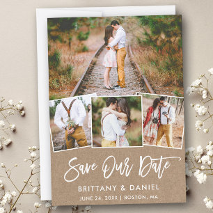 Brush Script 4 Foto Retten Unsere Date Kraft Card Save The Date