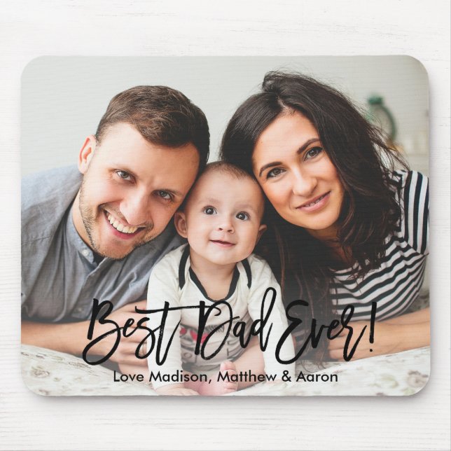 Brush Script Bester Vater je Foto Mousepad (Vorne)
