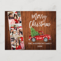 Brush Script Christmas Red Truck Wood 3 Foto