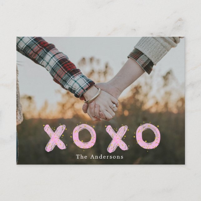 Brush script embrasser et embrasser Photo Carte Po (Devant)