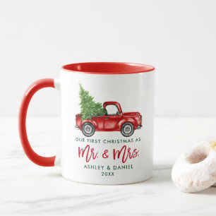 Brush Script Erste Weihnacht Mr. Truck Red Tasse