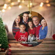 Brush Script Feliz Navidad Foto Red Back