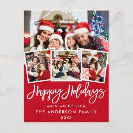 Brush Script Happy Holidays 4 Foto Red Postkarte