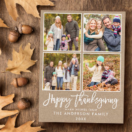 Brush Script Kraft Family 4 Foto Erntedank Postkarte