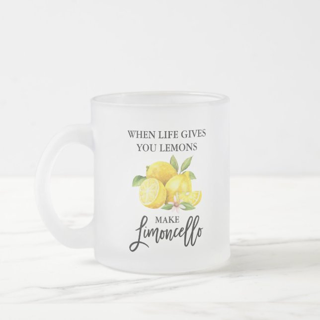 Brush Script Lemons Limoncello Mattiert Glass Tass Mattglastasse (Links)