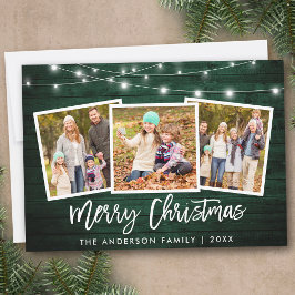 Brush Script Lights Green Wood 3 Foto Weihnachten