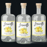 Brush Script Limoncello Wasserfarben Zitronen Alkoholflaschenetikett<br><div class="desc">Modern Brush Script Wasserfarbe Zitronen Grüne Limoncello Hochzeitliquor Flaschen Labels</div>