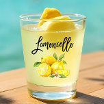 Brush Script Limoncello Wasserfarben Zitronen Schnapsglas<br><div class="desc">Modern Brush Script,  Watercolor Lemons Greenery Limoncello Shot Glass</div>