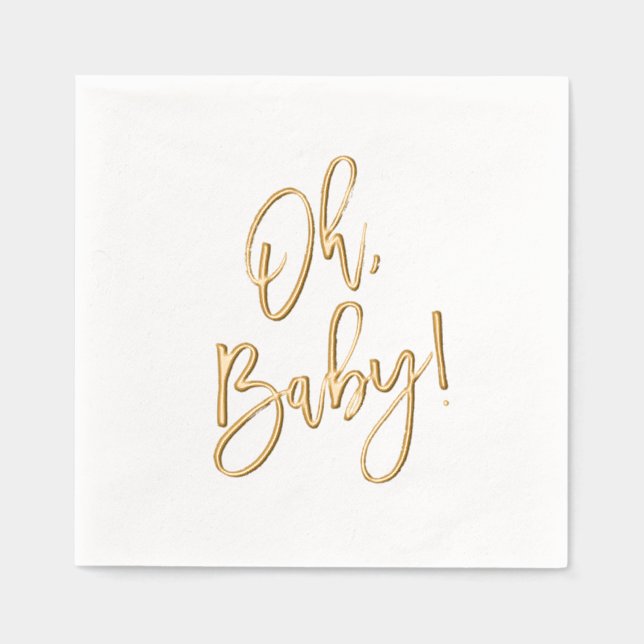 Brush Script Oh Baby Dusche Servietten Mit Folie (Vorderseite)