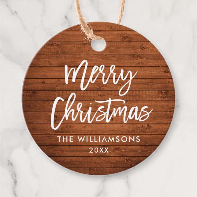 Brush Script Rustic Wohnen Weihnachten Geschenkanhänger (Vorderseite)