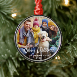 Brush Script Star Family Foto Frohe Weihnachten Ornament Aus Metall